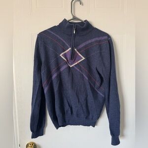 Marco Fiori Made In Italy Patterned 100% Wool 1/4 Zip Sweater small